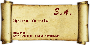 Spirer Arnold névjegykártya